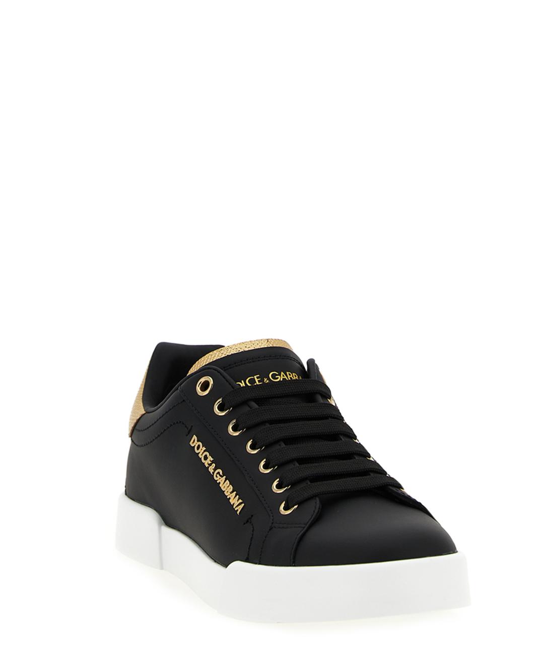 DOLCE&GABBANA Черные кожаные кеды, фото 2