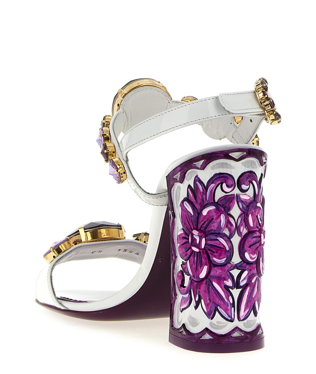 DOLCE&GABBANA Фиолетовые кожаные босоножки, фото 3