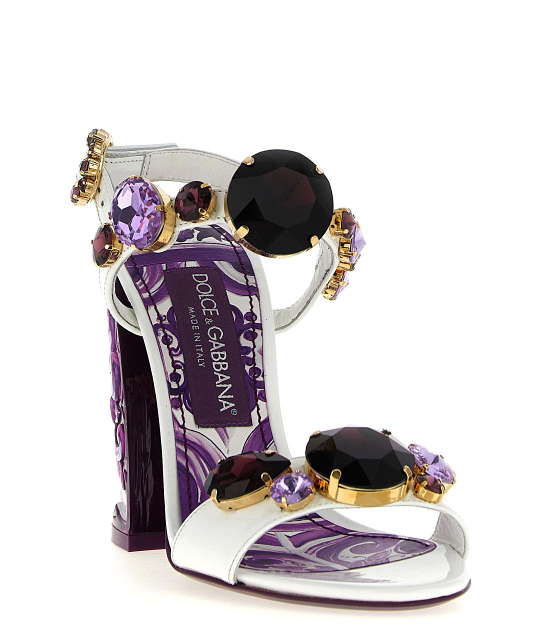 DOLCE&GABBANA Фиолетовые кожаные босоножки, фото 2