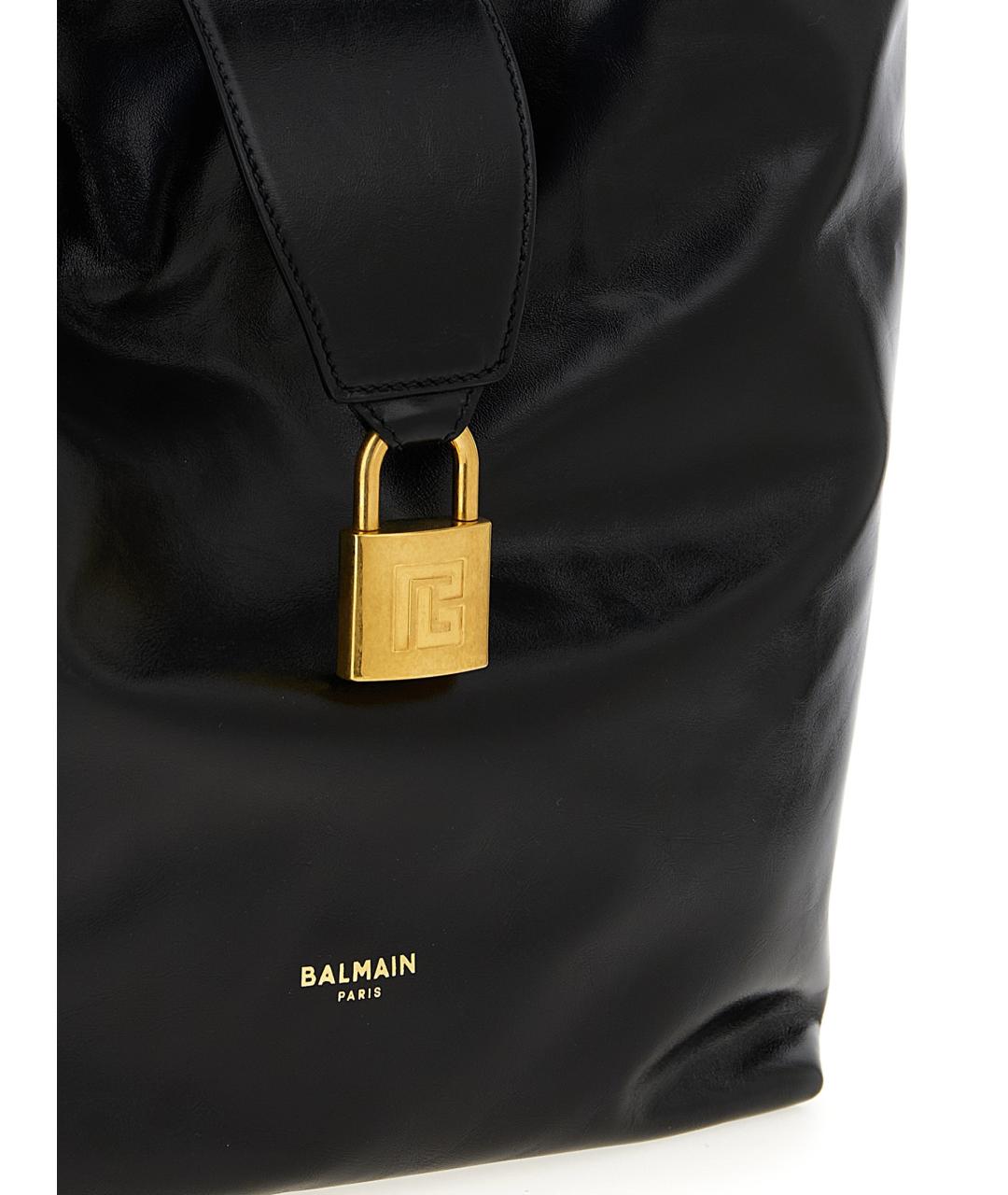 BALMAIN Черная кожаная сумка тоут, фото 3