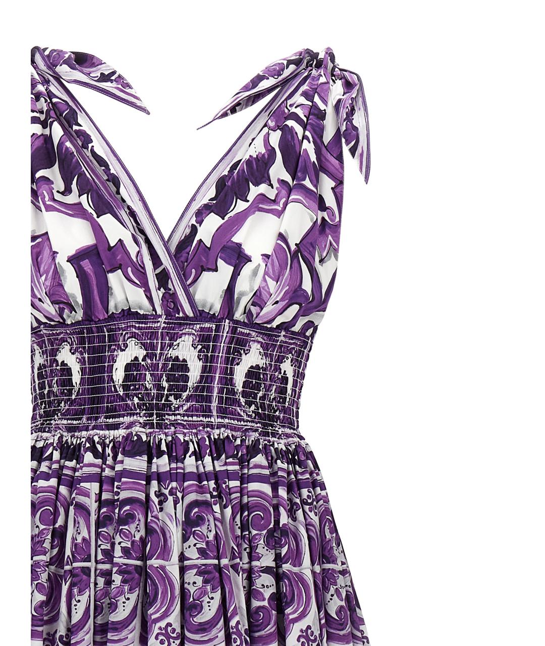 DOLCE&GABBANA Фиолетовое хлопковое повседневное платье, фото 3