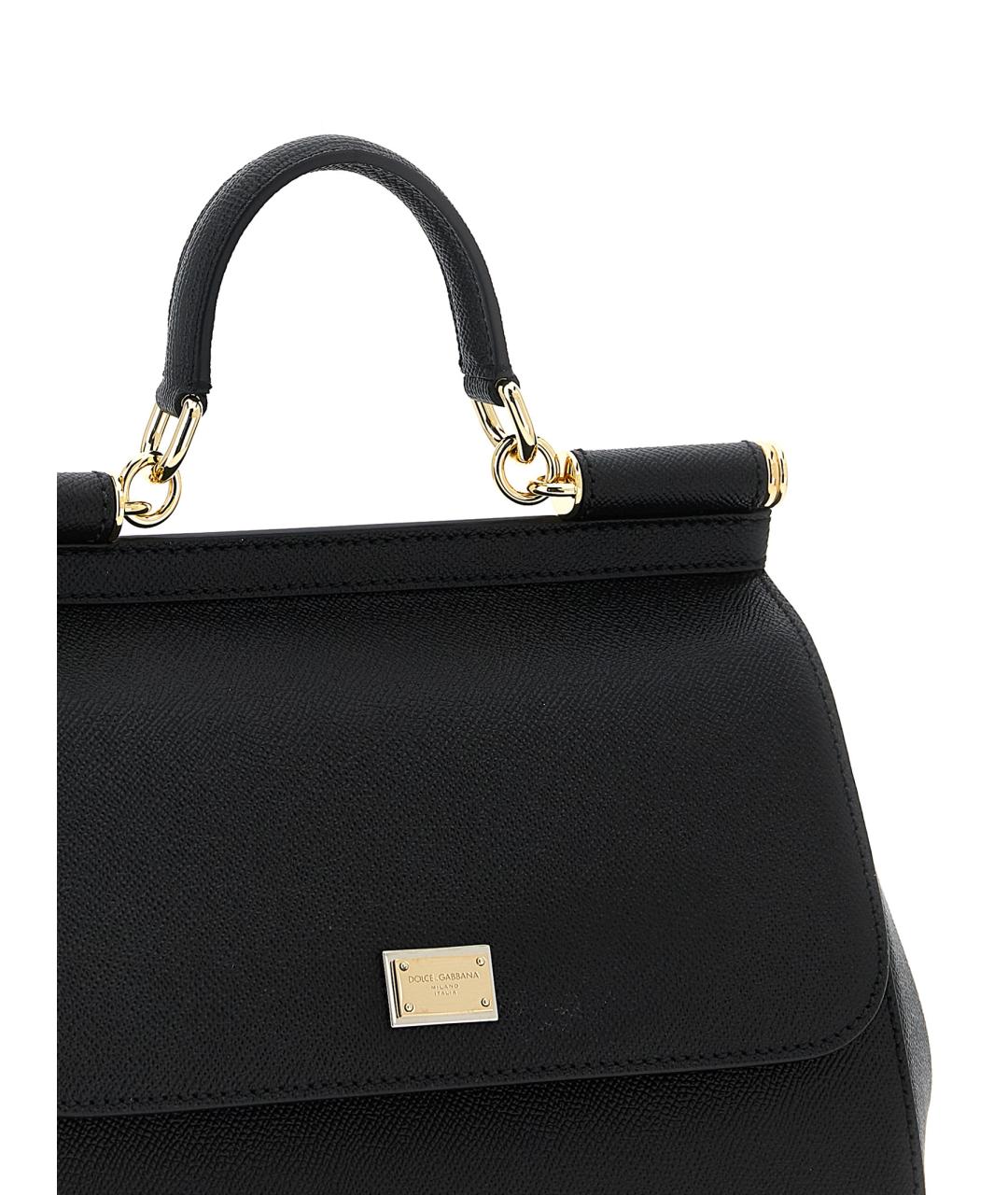 DOLCE&GABBANA Черная кожаная сумка с короткими ручками, фото 3