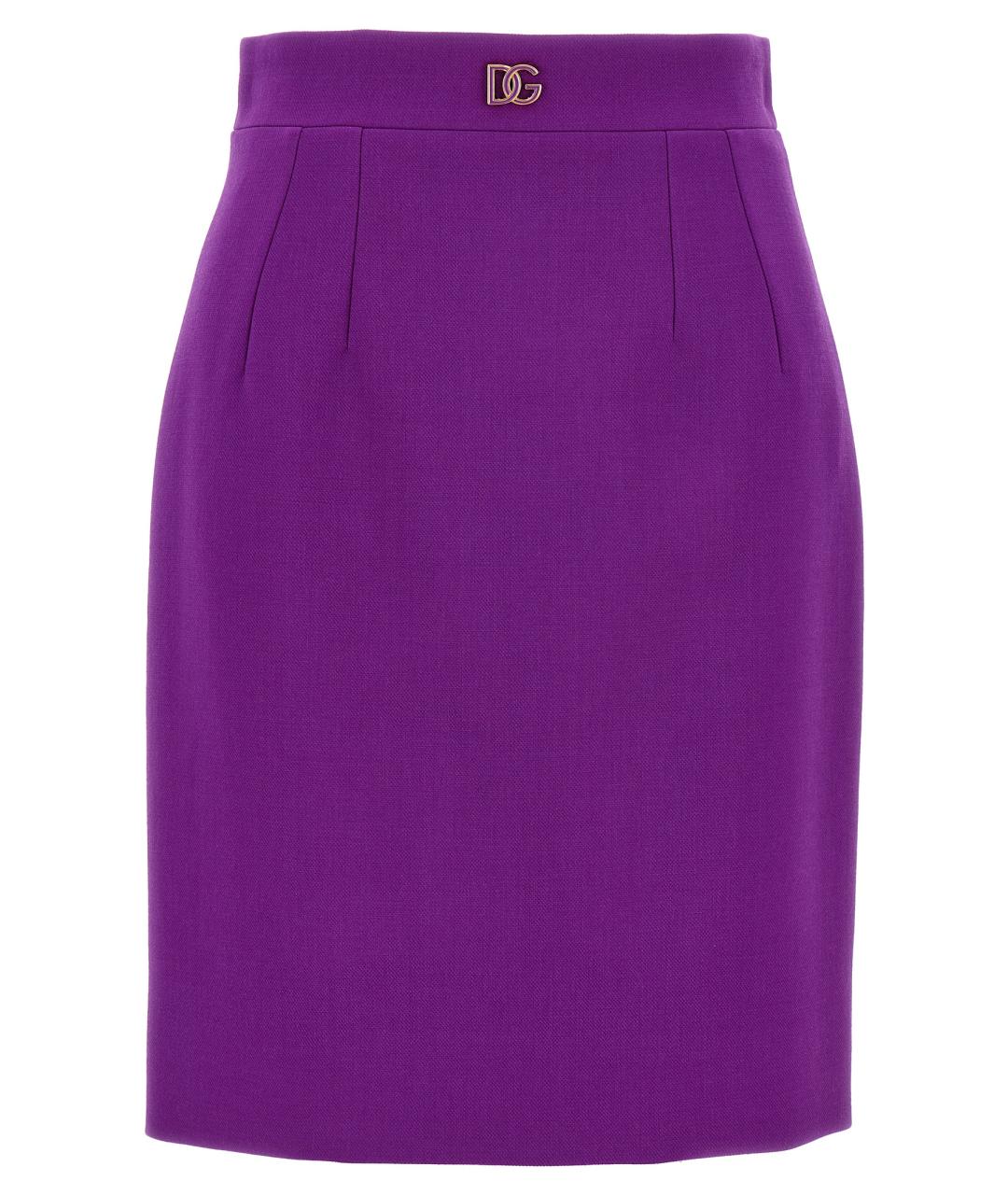 DOLCE&GABBANA Фиолетовая шерстяная юбка миди, фото 1