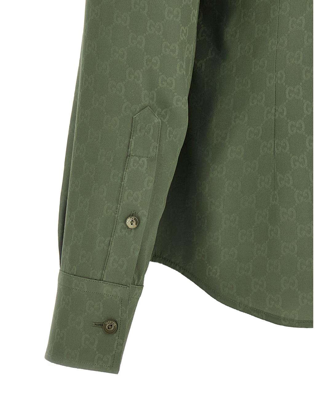 GUCCI Зеленая шелковая рубашка, фото 5