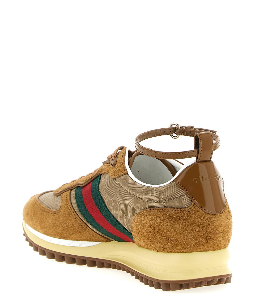 GUCCI Коричневые кожаные кроссовки, фото 3