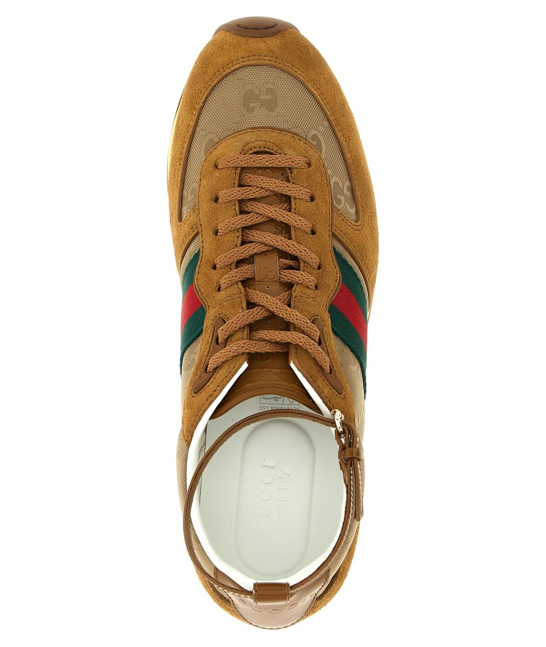 GUCCI Коричневые кожаные кроссовки, фото 4