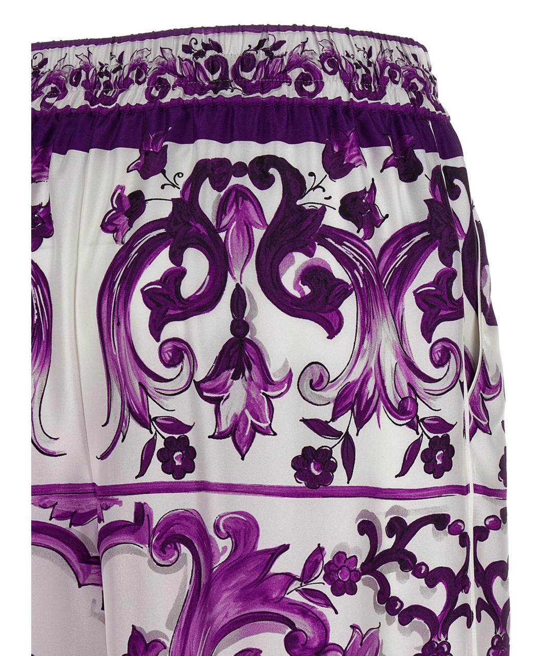 DOLCE&GABBANA Фиолетовые шелковые прямые брюки, фото 4