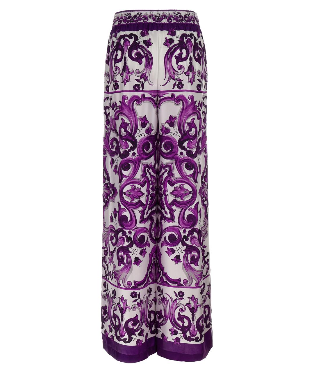 DOLCE&GABBANA Фиолетовые шелковые прямые брюки, фото 2