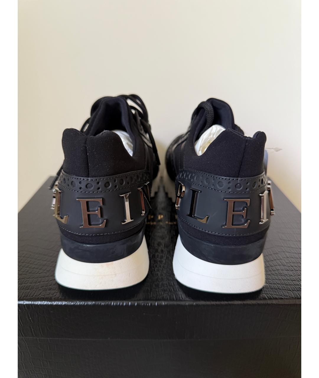PHILIPP PLEIN Черные кожаные кроссовки, фото 4