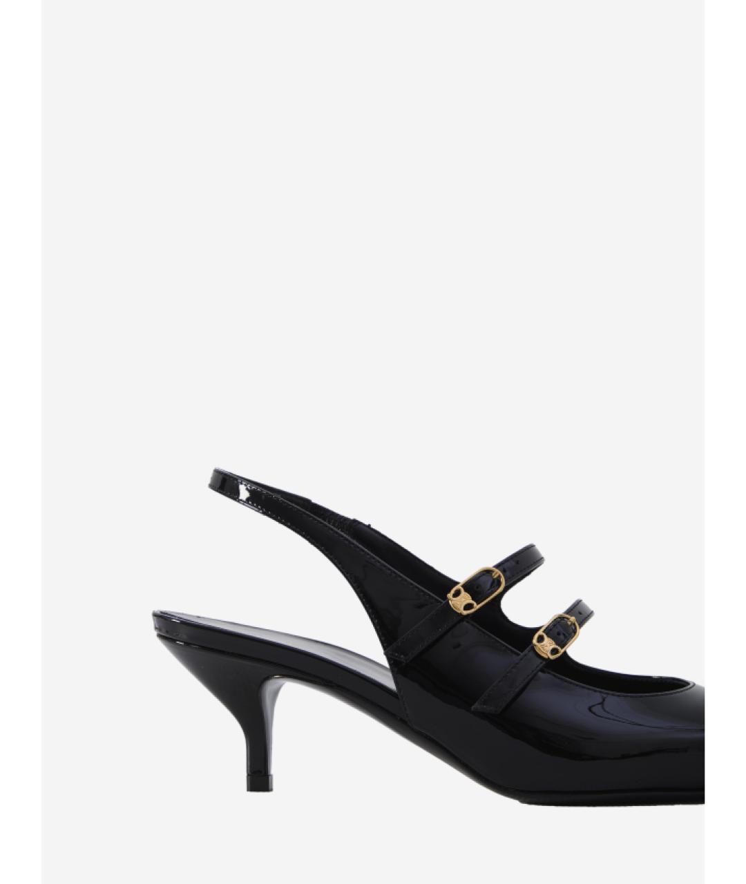 CELINE Черные кожаные лодочки на низком каблуке, фото 6