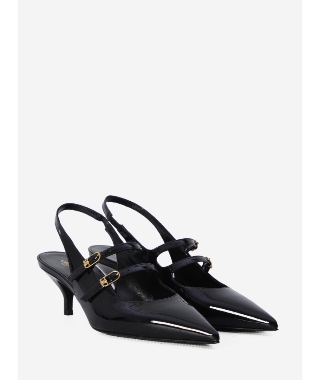 CELINE Черные кожаные лодочки на низком каблуке, фото 2