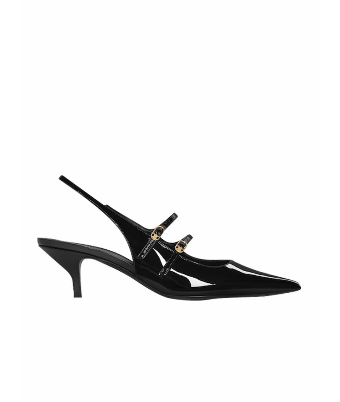 CELINE Черные кожаные лодочки на низком каблуке, фото 1