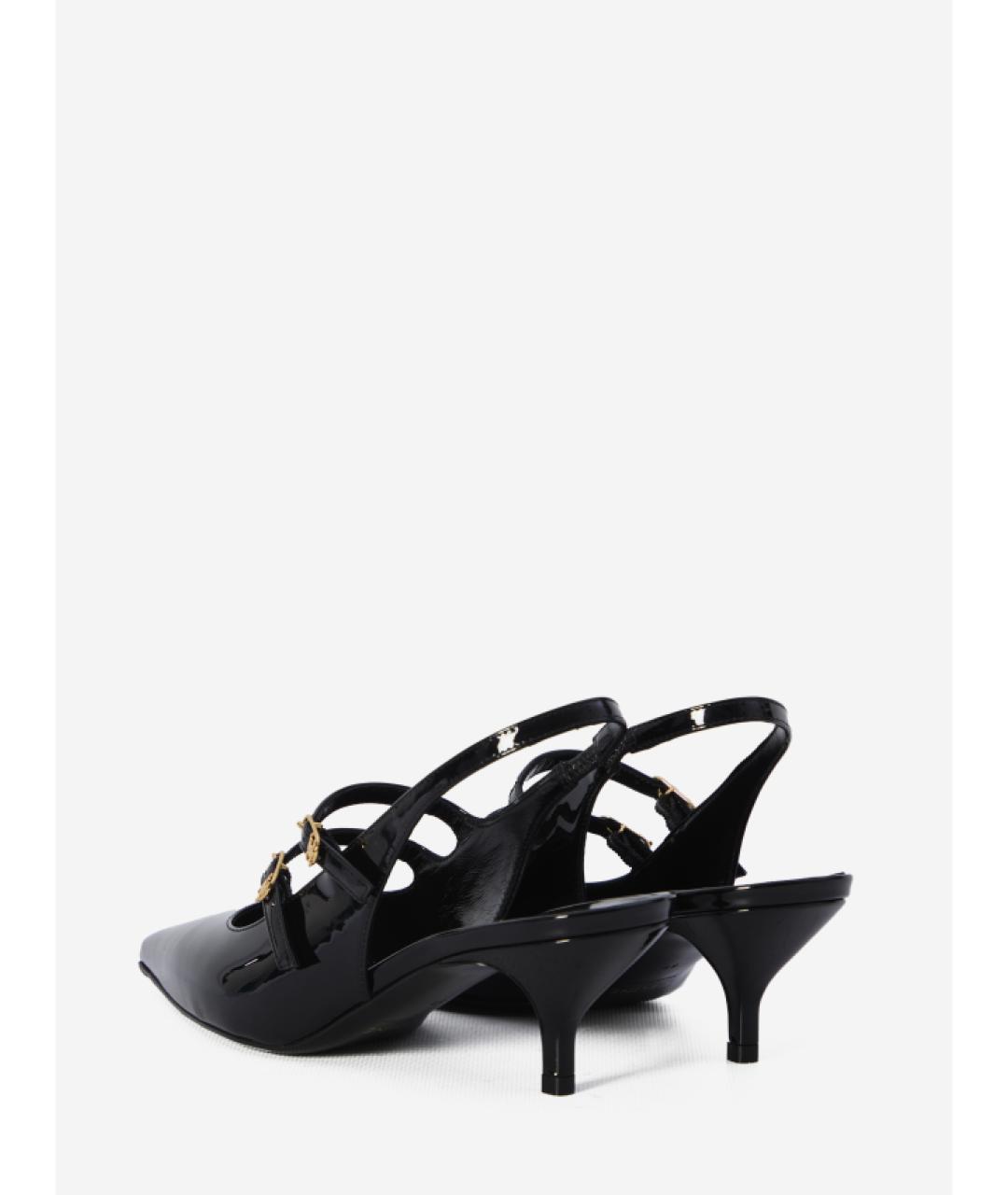 CELINE Черные кожаные лодочки на низком каблуке, фото 4