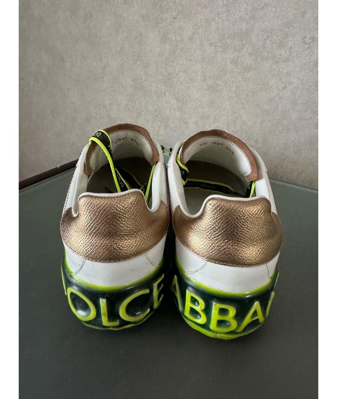 DOLCE&GABBANA Белые кожаные кроссовки, фото 8