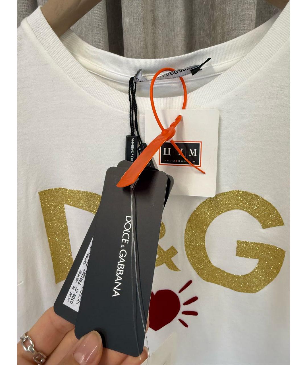 DOLCE&GABBANA Белая хлопковая футболка, фото 5