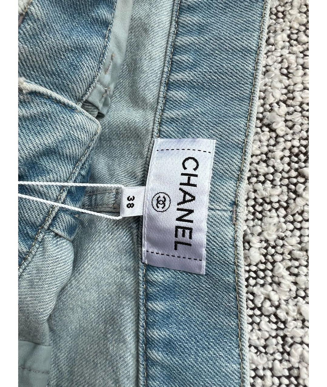 CHANEL Синие хлопковые прямые джинсы, фото 4