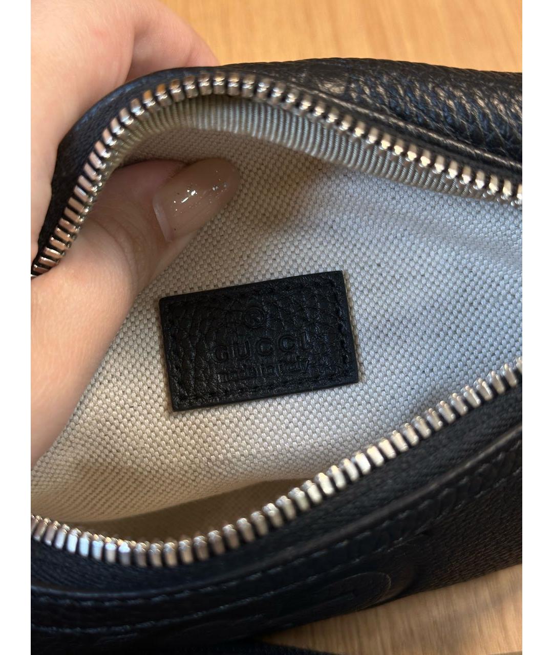 GUCCI Черная кожаная поясная сумка, фото 4