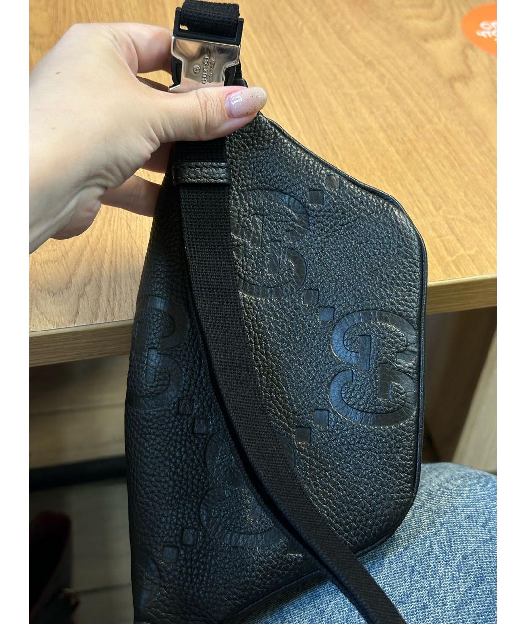 GUCCI Черная кожаная поясная сумка, фото 6