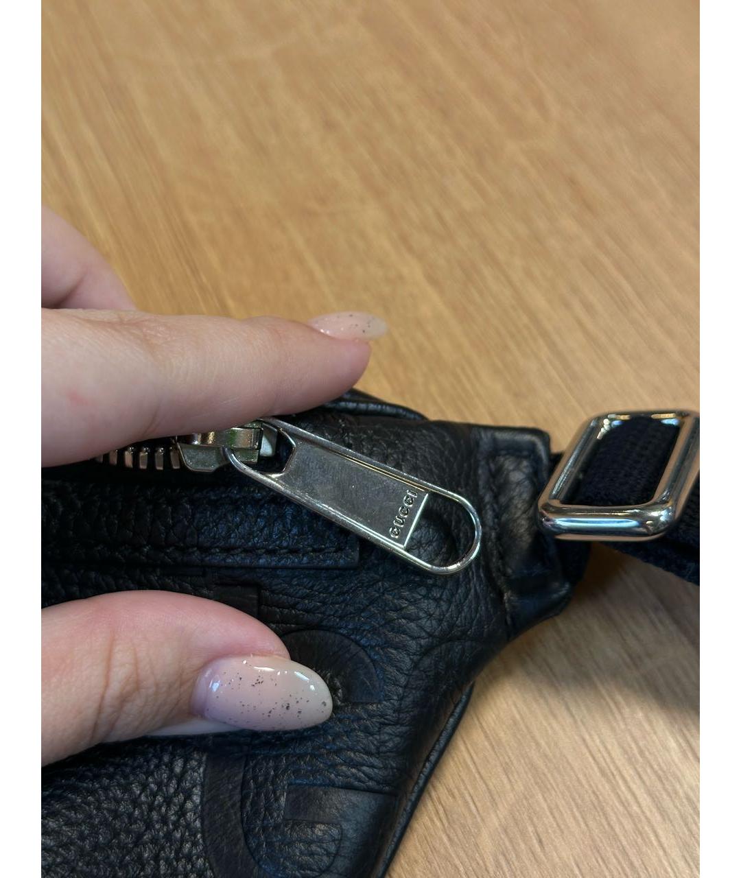 GUCCI Черная кожаная поясная сумка, фото 5