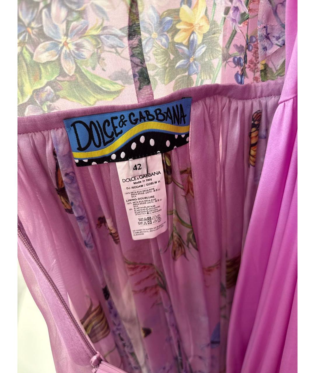 DOLCE&GABBANA Фиолетовое шифоновое платье, фото 3