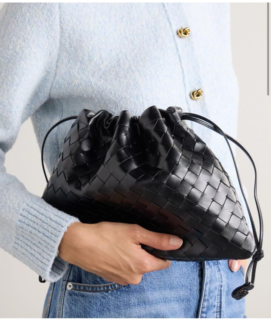BOTTEGA VENETA Черная кожаная сумка с короткими ручками, фото 7