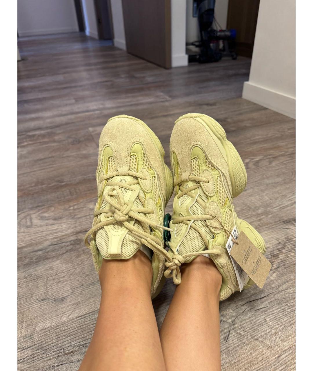 ADIDAS YEEZY Желтые замшевые кроссовки, фото 2
