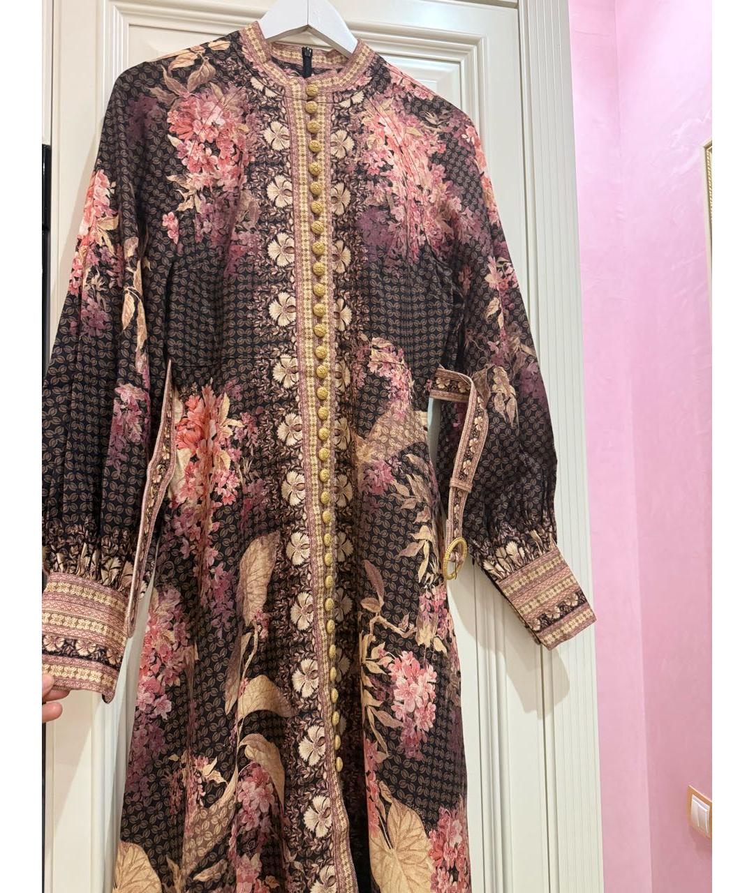 ZIMMERMANN Коричневое льняное повседневное платье, фото 3