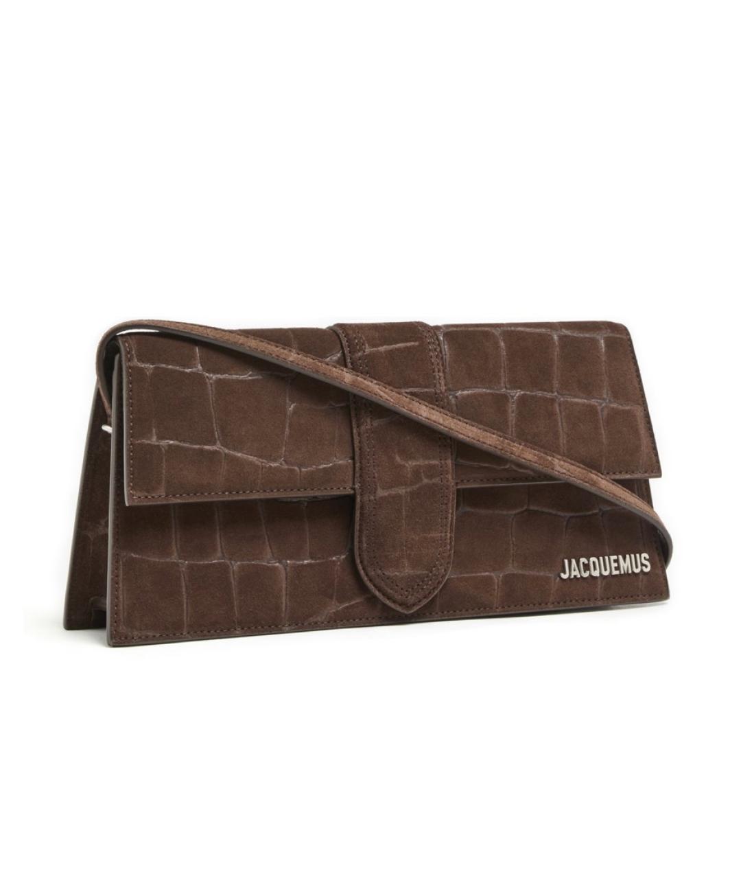 JACQUEMUS Коричневая замшевая сумка с короткими ручками, фото 8