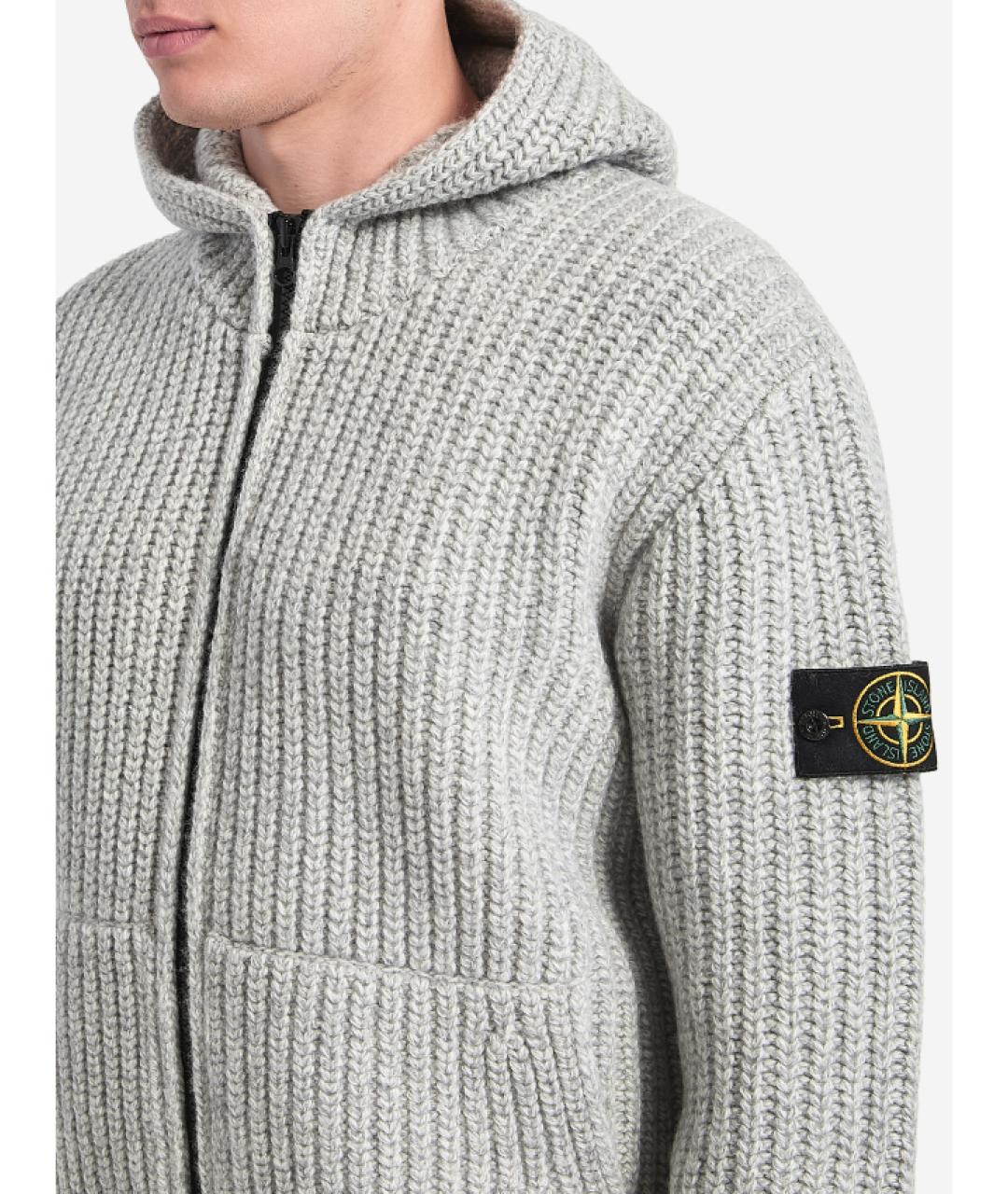 STONE ISLAND Серый шерстяной джемпер / свитер, фото 3