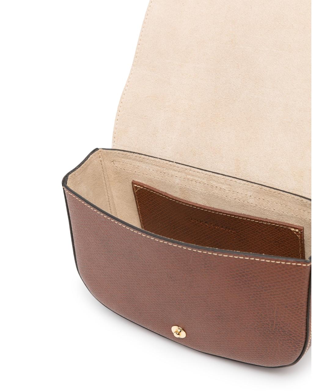 LONGCHAMP Коричневая кожаная сумка через плечо, фото 3