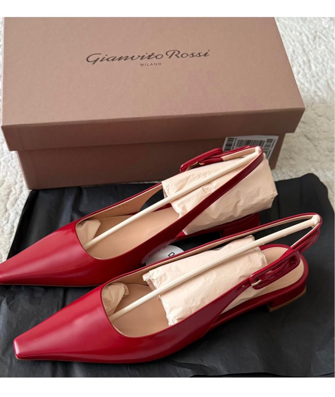 GIANVITO ROSSI Красные кожаные туфли, фото 5