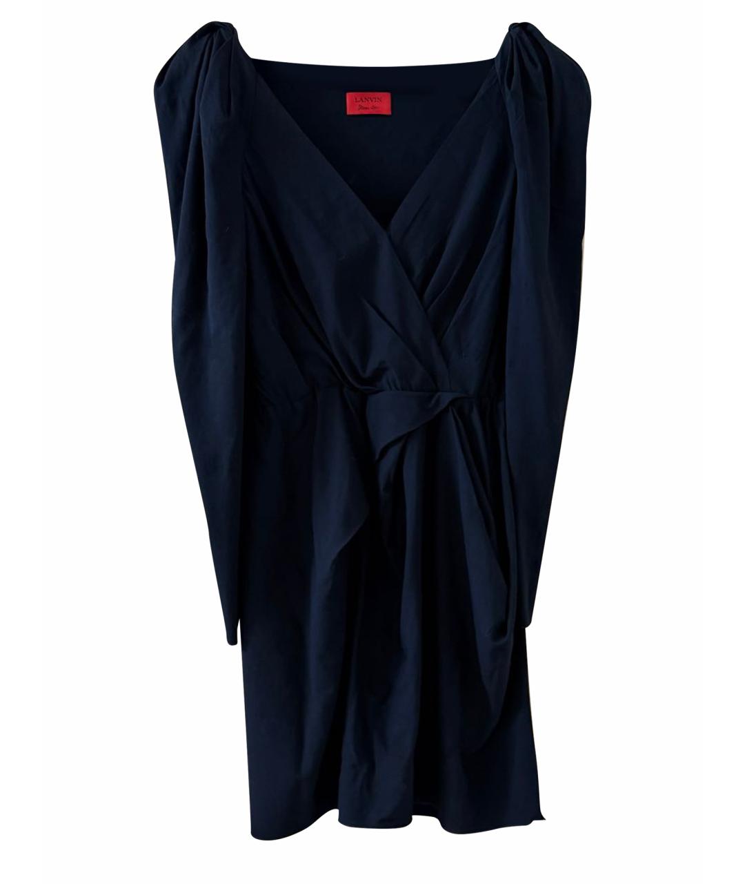 LANVIN Синее вискозное коктейльное платье, фото 1