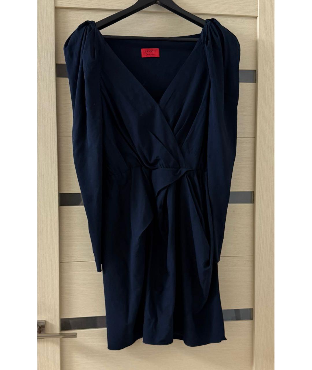 LANVIN Синее вискозное коктейльное платье, фото 6