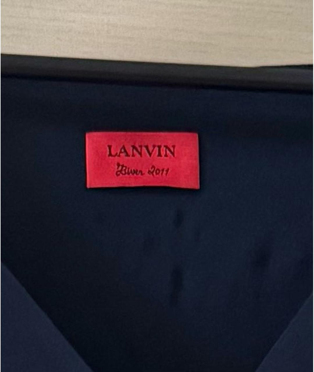 LANVIN Синее вискозное коктейльное платье, фото 3