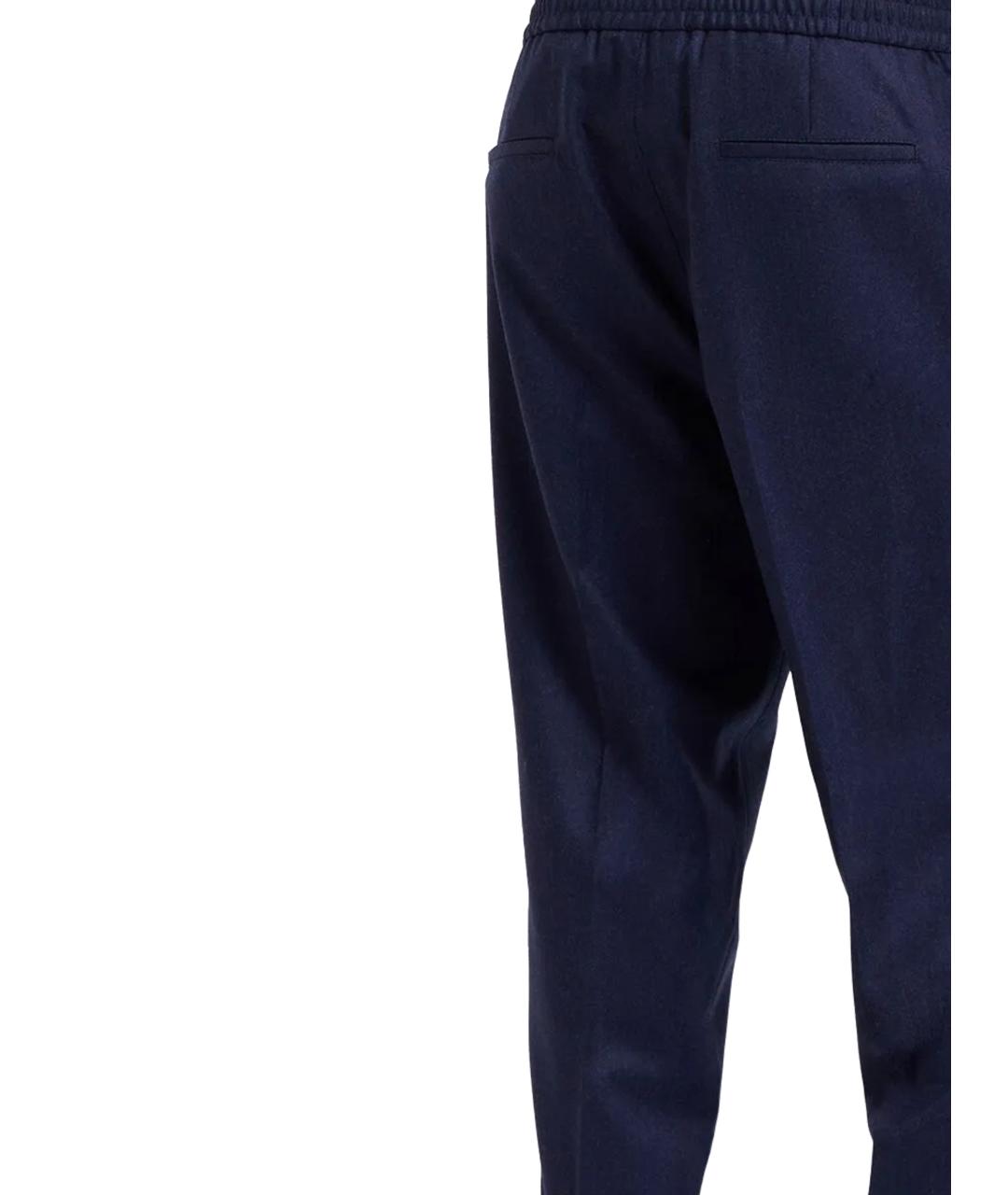 BRUNELLO CUCINELLI Темно-синие шерстяные повседневные брюки, фото 3