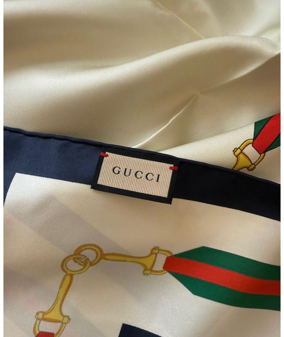 GUCCI Белый шелковый платок, фото 6