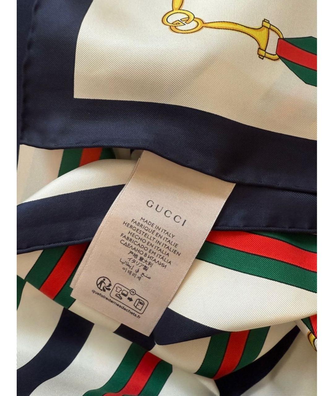 GUCCI Белый шелковый платок, фото 5