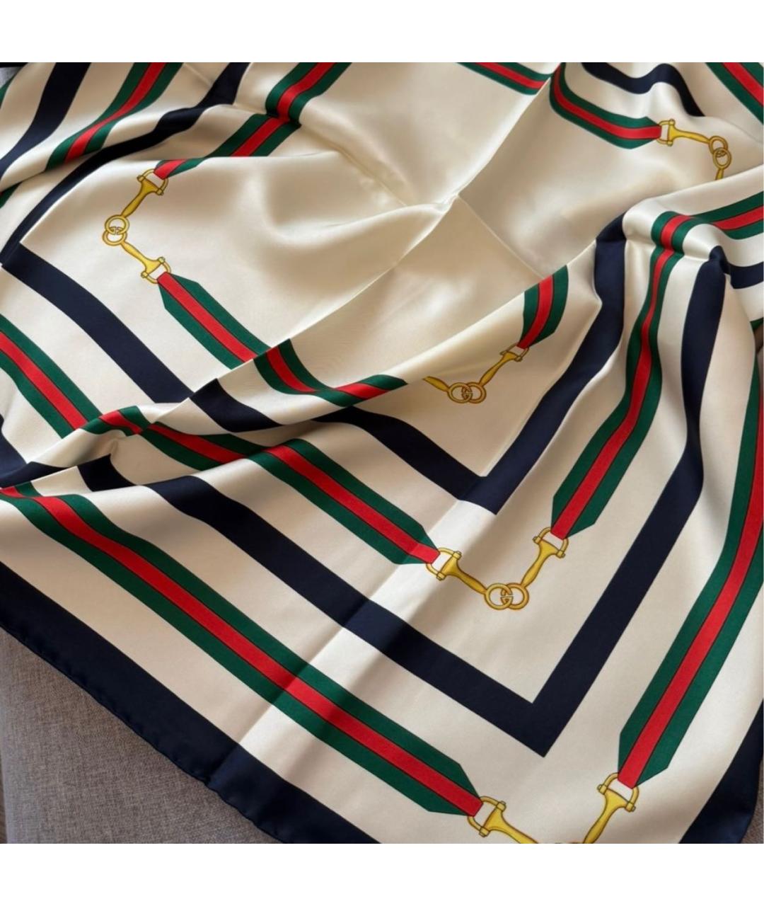 GUCCI Белый шелковый платок, фото 4
