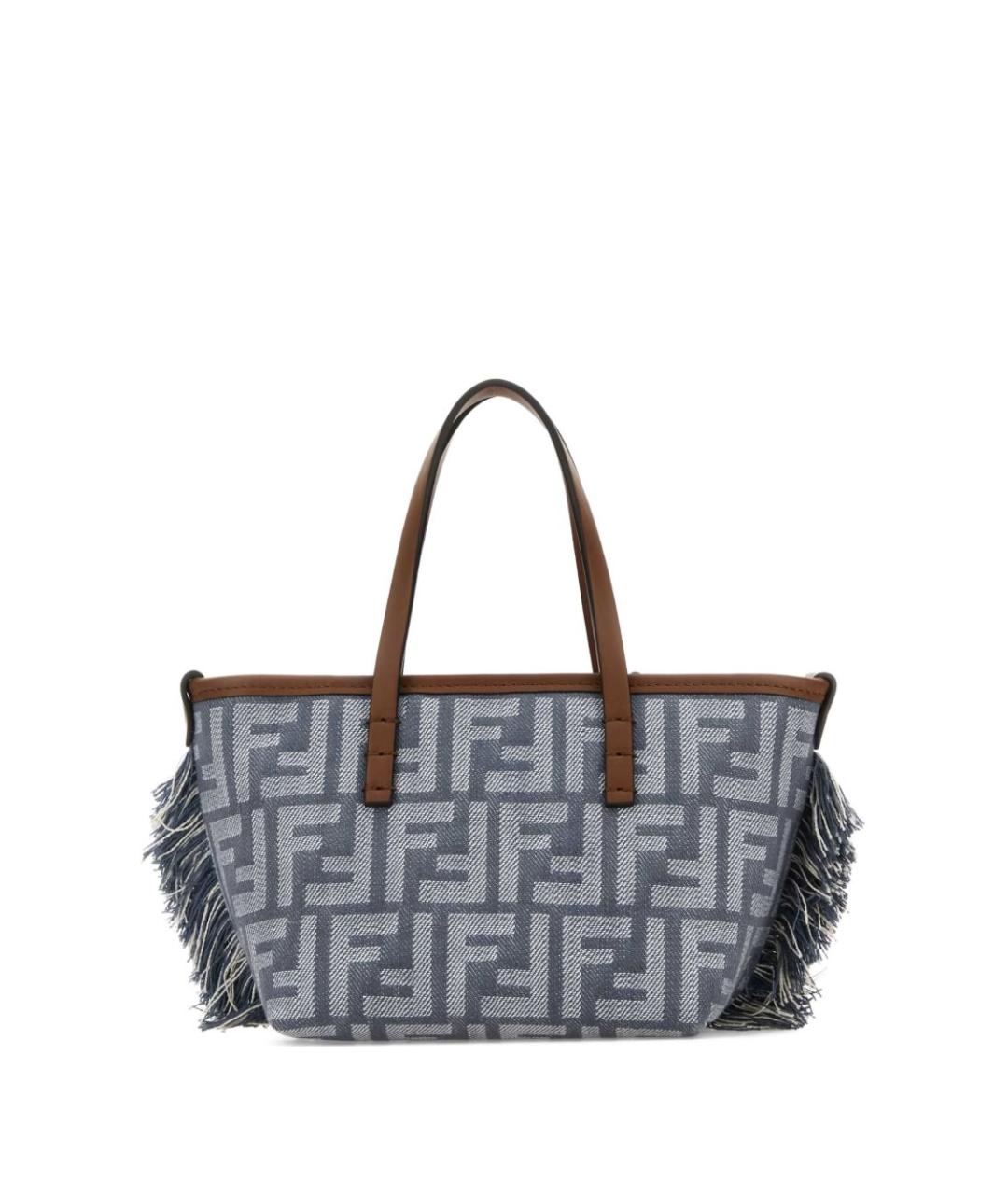 FENDI Голубая тканевая сумка тоут, фото 3