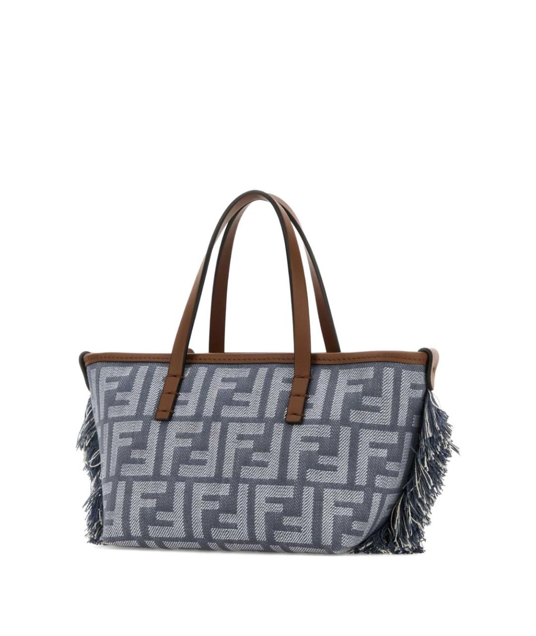 FENDI Голубая тканевая сумка тоут, фото 2