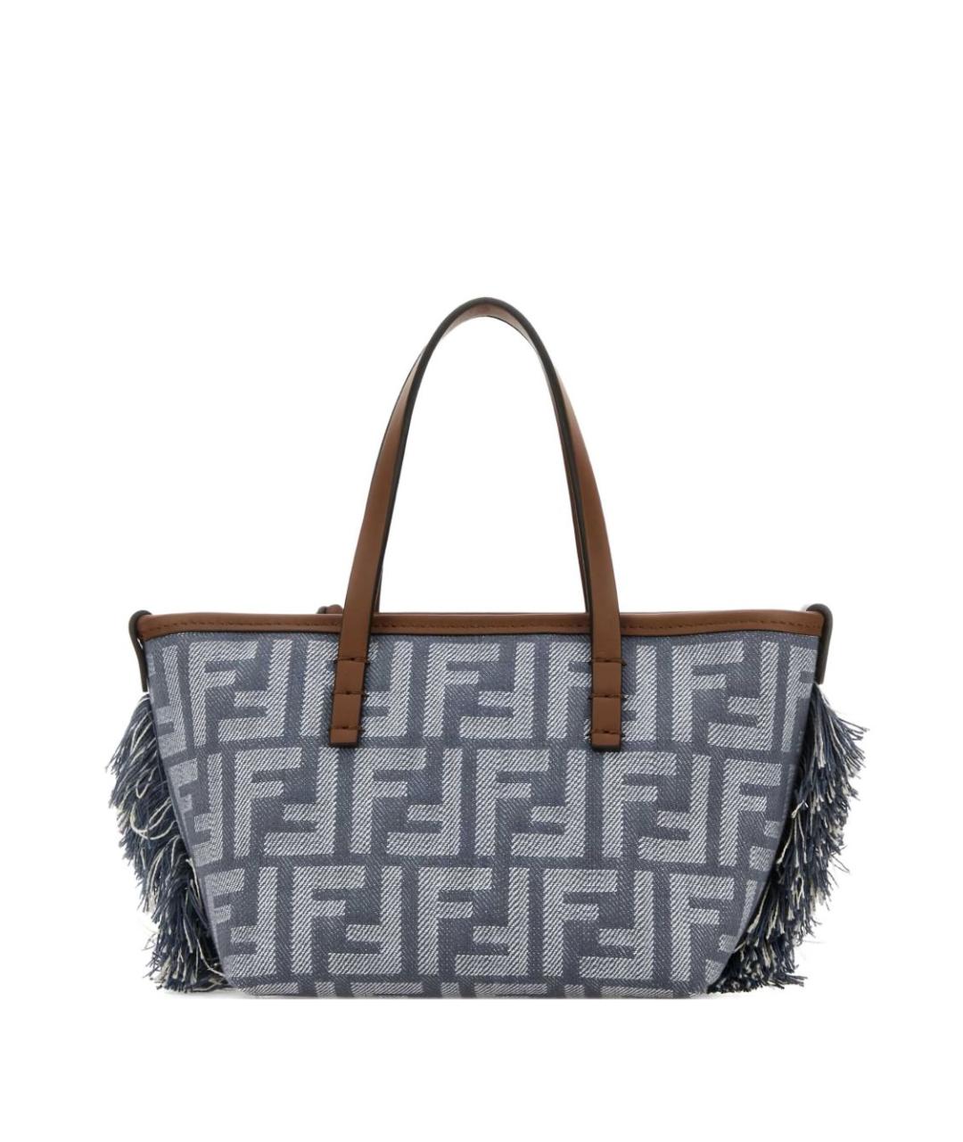 FENDI Голубая тканевая сумка тоут, фото 1