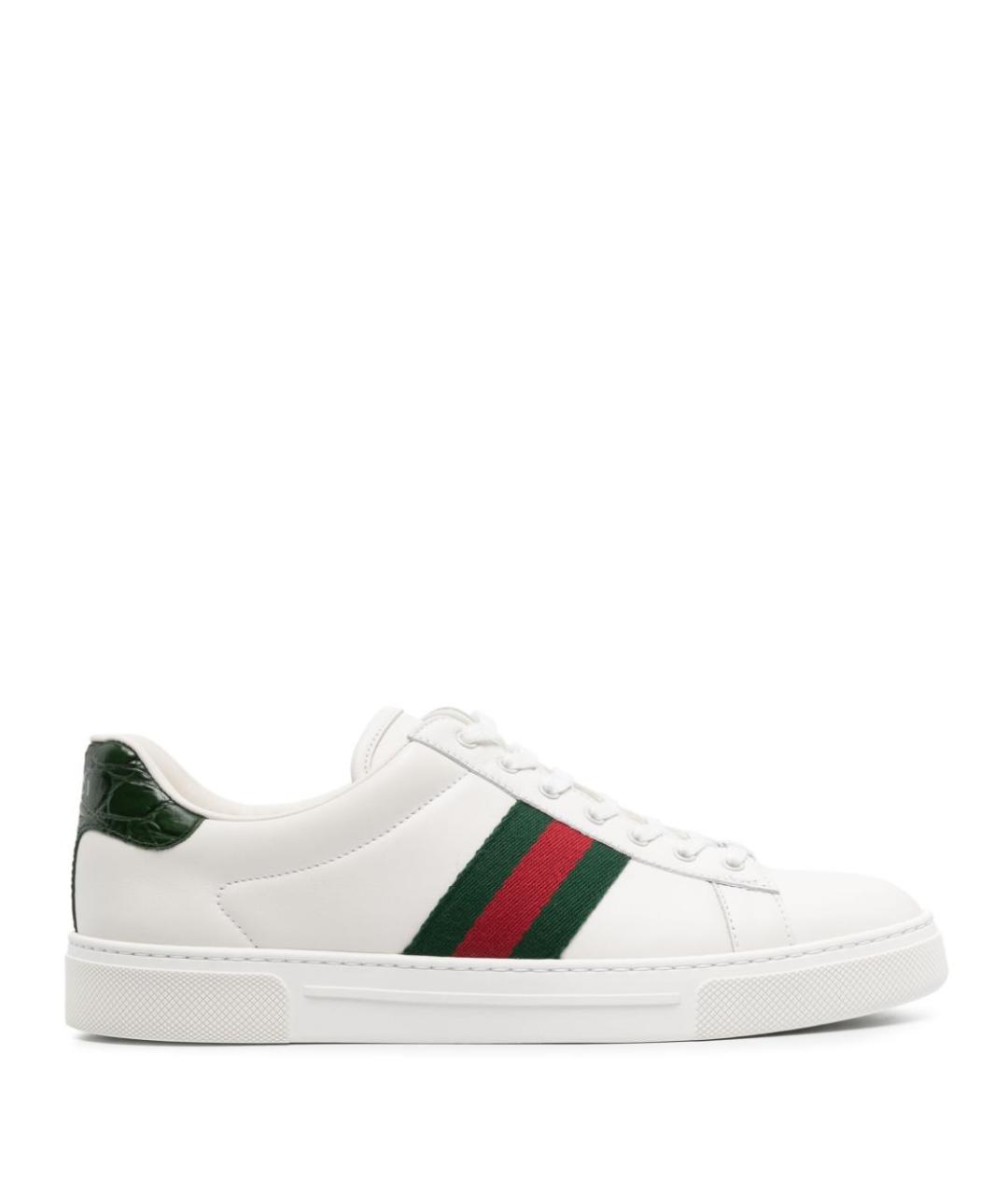GUCCI Белые кожаные кеды, фото 1