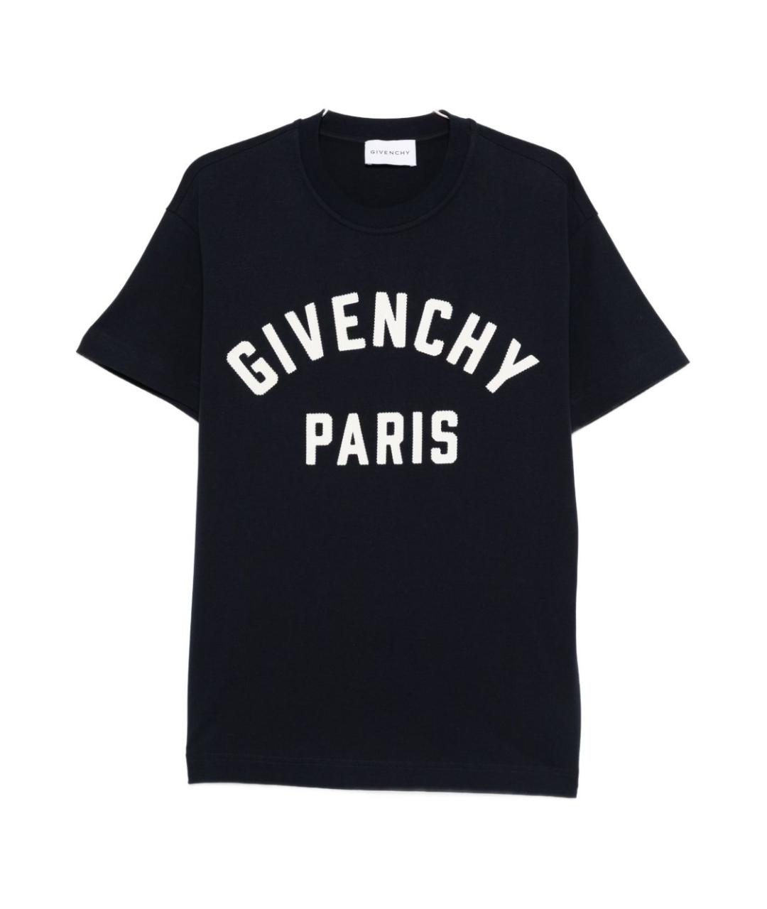 GIVENCHY Темно-синяя хлопковая футболка, фото 1