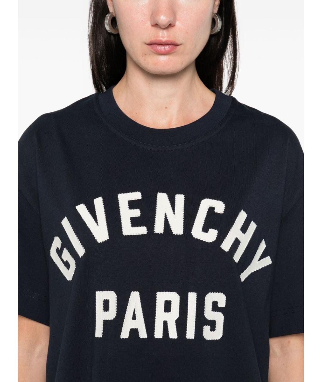 GIVENCHY Темно-синяя хлопковая футболка, фото 5