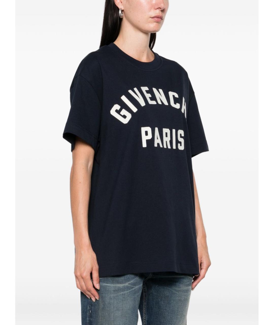 GIVENCHY Темно-синяя хлопковая футболка, фото 2