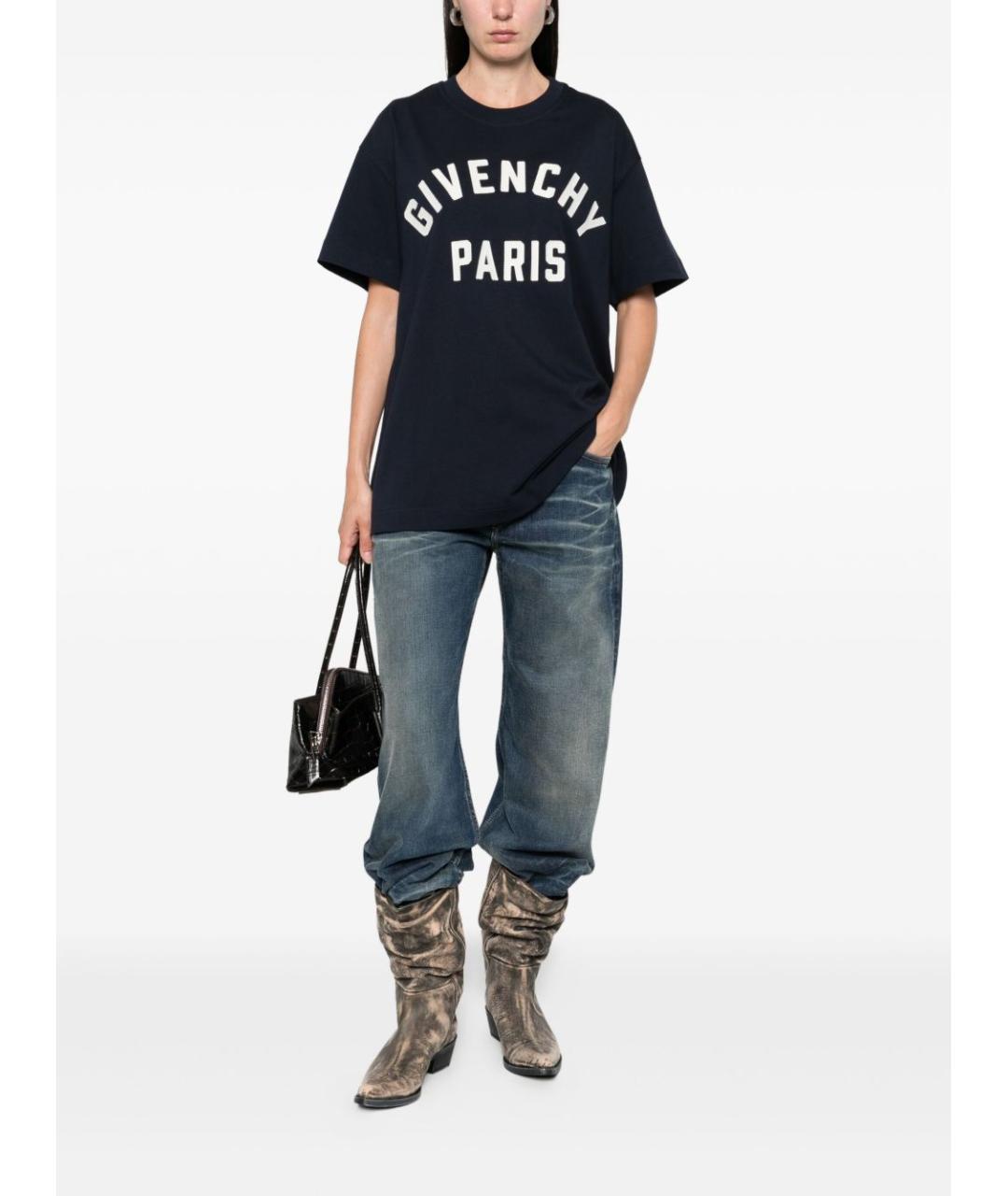 GIVENCHY Темно-синяя хлопковая футболка, фото 3