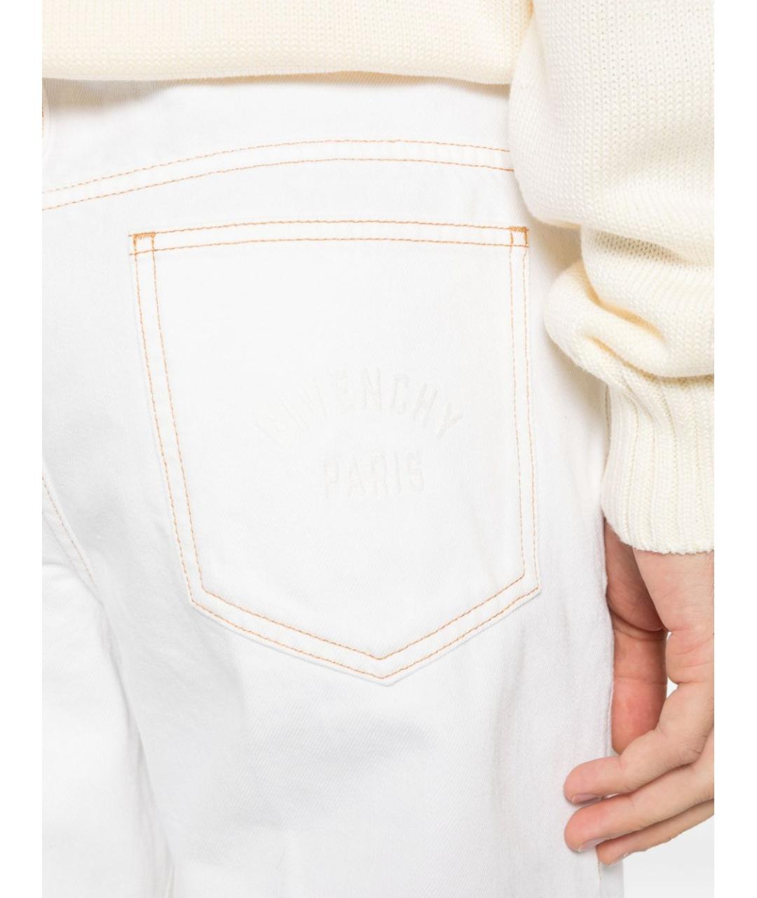 GIVENCHY Белые хлопковые прямые джинсы, фото 4