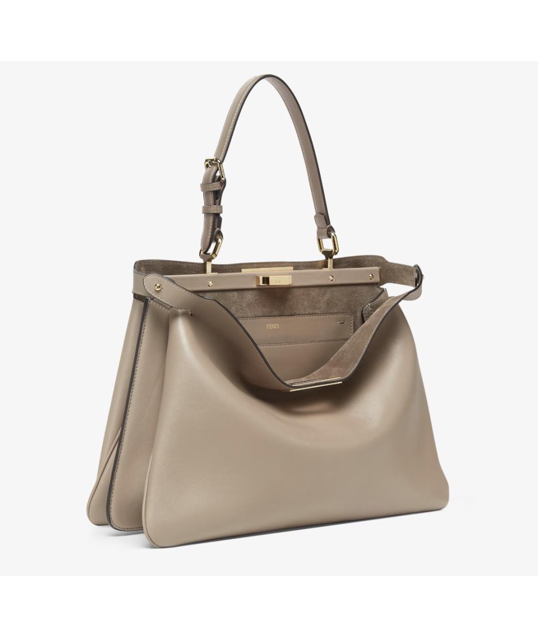 FENDI Бежевая кожаная сумка тоут, фото 4