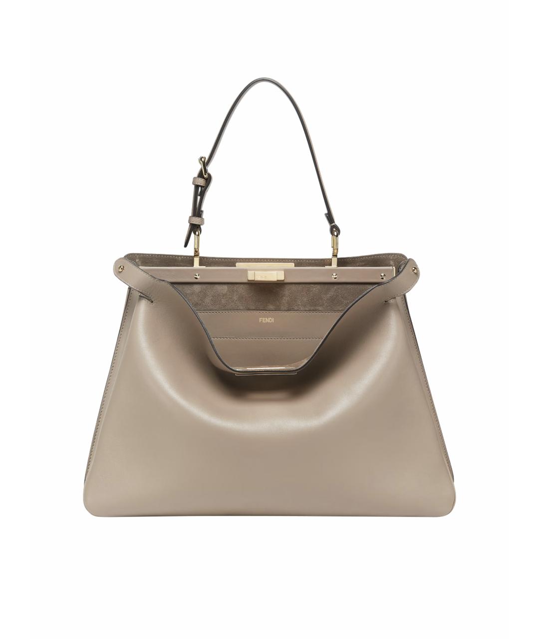 FENDI Бежевая кожаная сумка тоут, фото 1