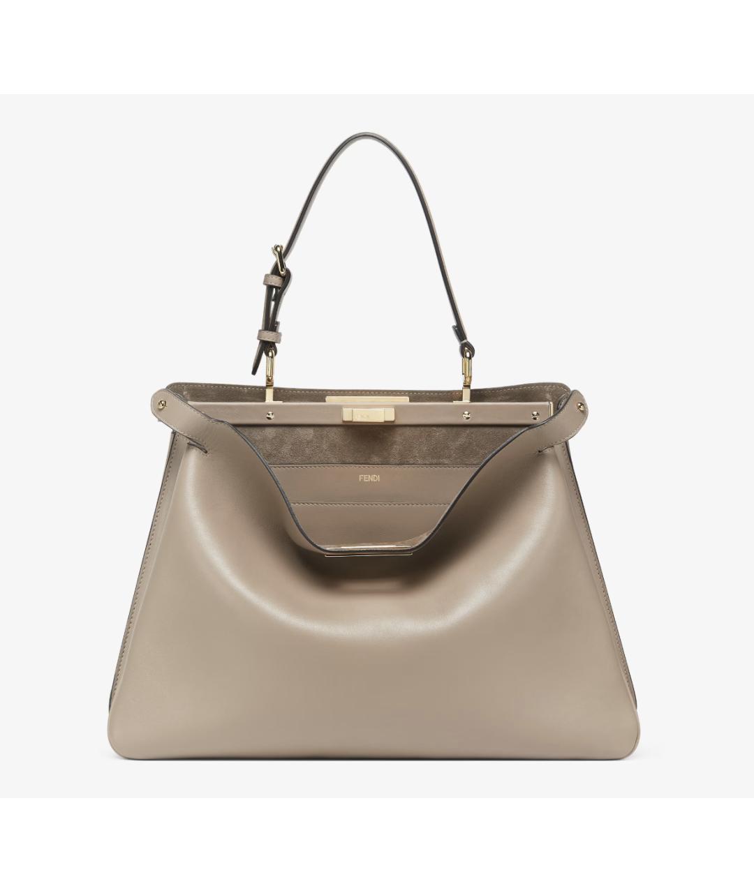 FENDI Бежевая кожаная сумка тоут, фото 7